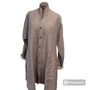 Eskandar Pure Linen coat with Mandarin Collar Size 1